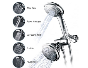 Handheld Shower Head Chrome Set Universal 3 Modes Multi-function