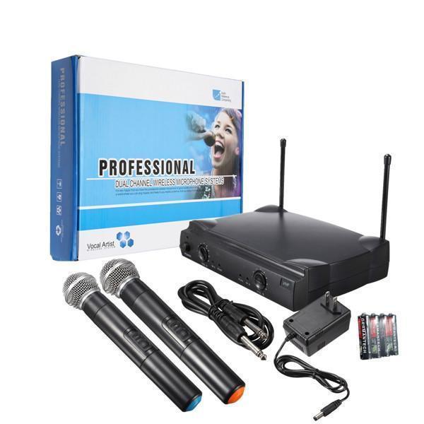 Dual Wireless Microphone System - Cordless Handheld Mics for Karaoke